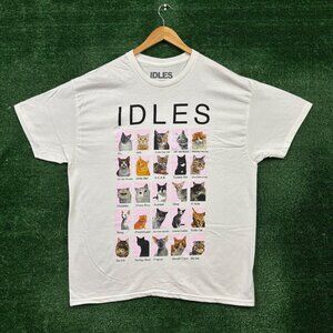 Idles Cat Chart Post Punk Band T-Shirt Size Extra Large